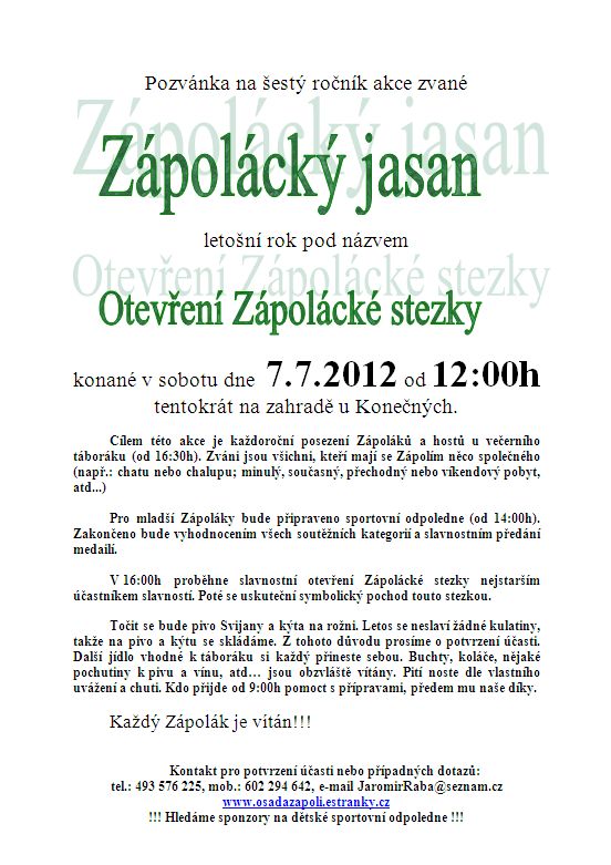 Zápolácký jasan 2012 - pozvánka